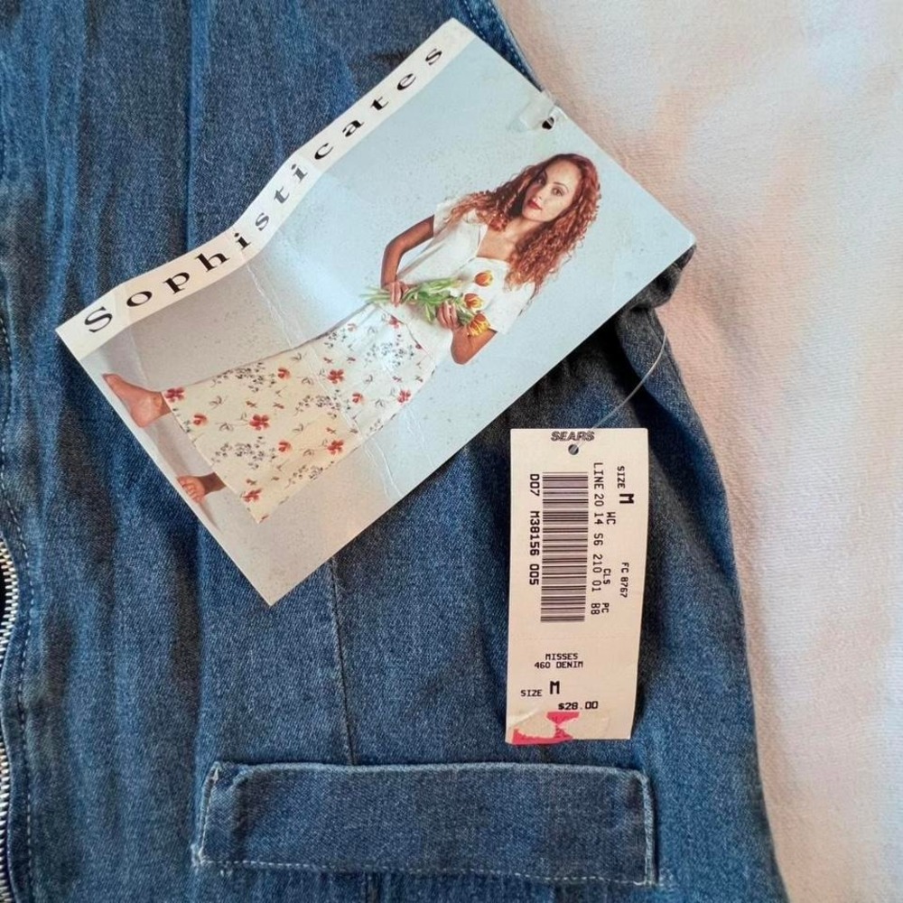 Sophisticates vintage y2k blue denim zip-up vest women's size medium NWT - Picture 8 of 8